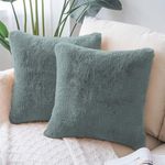 Amazon Brand - Umi Ruffle Decorative Cushion Cover 16x16 Inch - Set of 2, Super Soft Both Side Fur Solid Square Pillow Covers for Sofa, Living Room or Home Decor - 40x40 cm - Seige