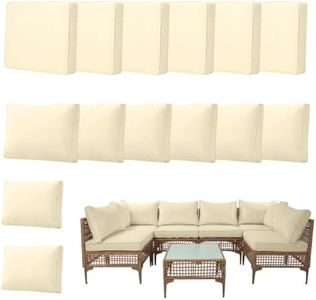 14pcs Outdoor Patio Cushion Covers Replacement, 25.6" Zippered Outdoor Cushion Covers Waterproof, UV Resistant & Washable Patio Furniture Cushion Covers Waterproof for Patio Sectional, Beige