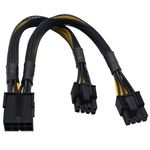 COMeap GPU VGA PCIe 8 Pin Female to Dual 2X 8 Pin (6+2) Male PCI Express Power Adapter Braided Y-Splitter Extension Cable 9-inch(23cm)