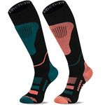 Merino Wool Ski Socks 2 Pairs, Thermal Knee High Warm Socks for Snowboarding, Hiking, Cold Weather, Snow, Hunting