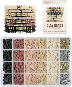 ClaBead Bracelet Making Kit 3200Pcs, Clay Beads Bracelet Kit with Gold Beads and Sliver Beads, Swift Friendship Beads Bracelet Kit for Bracelets Making (Earth Tone)