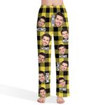 LIYIVESU Personalized Pajamas for Women Men Custom Pajama Pants with Photo Dog Cat Face Buffalo PJ, Yellow, XS-3XL