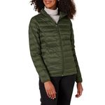 Amazon Essentials Women's Lightweight Long-Sleeved, Water-Resistant, Packable Puffer Jacket (Available in Plus Size), Olive, L