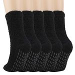 QKURT 5 Pairs Fluffy Socks, Winter Slipper Socks Fuzzy Bed Socks Cosy Sleep Socks Supper Warm House Socks for Men Boys