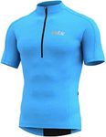 FDX Men’s Cycling Jersey - Half Zipped, Half Sleeves, Summer Cycle Breathable Tops with 4 Pockets - Bicycle Riding Shirt, MTB Racing, Mountain Bike, Running, Outdoor Sports Clothes Blue-XXL