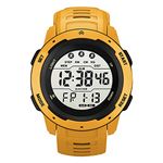 Digital Sports Watch, 50M Waterproof Watch with Stopwatch Countdown Timer Alarm, LED Backlight Digital Wrist Watch, Electronic Watch, for Men Women Kids Students (Yellow)