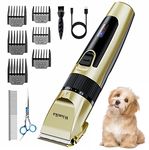 Wismika Dog Grooming Kit ， Cordless Dog Trimmer，Low Noise Pet Clippers，Professional Pet Clipper，Rechargeable Dog Clipper Set ，Professional Pet Grooming Set for Thick Coats Dogs Cats Pets