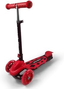 Little Nation Folding 3 Wheel Kids Scooter – Adjustable Toddler Scooter with LED Wheels, Lean-to-Steer Ride On for Ages 3–6 (Red)