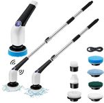 Jorking Electric Spin Scrubber, 2024 New Cordless Voice Power Scrubber with 7 Replaceable Brush Heads, 3 Adjustable Speeds Electric Scrubber with Extension Handle for Bathroom, Kitchen and Floor