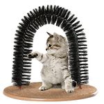 AikoPets Cat Self Groomer, Scratching Post & Interactive Toys - Arch Scratcher with Brush for Grooming & Shedding, Scratch Pad, and Catnip