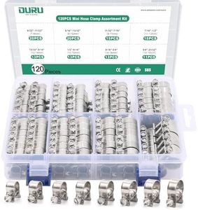 OURU 120PCS Fuel Line Clamp Assortment Kit 304 Stainless Steel,8 Sizes Adjustable 9/32"-23/32" Dia (7-18mm) Mini Fuel Injection Gas Line Hose Clamps,Pipe Clamp for Automotive,Diesel Petrol Pipe