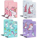 Zyners Metal Bookends,4 Pairs/8 Pieces Heavy Duty Bookends for Shelves Heavy Books, Unicorn Patterns Design Book Stopper for Children, Kids, Girls(5.3 x 4 x 7.5 inches)