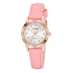 TASGO Women's Leather Quartz Watch Easy Read Watch with Diamond Luminous Waterproof Fashion Wristwatch for Women Ladies Girls (Rose Pink)