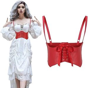 SUOSDEY Women Underbust Corset Belt Elastic Faux Leather Steampunk Renaissance Goth Corset Vest with Straps