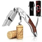 Philorn Professional Wine Opener Corkscrew Bottle Opener Foil Cutter All-in-one Stainless Steel Cap Remover with Rosewood Handle Best Choice of Housewives Sommeliers Waiters and Bartenders