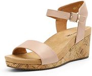 DREAM PAIRS Women's Nude Pu Open Toe Buckle Ankle Strap Platform Wedge Sandals Size 8 M US Nini-8