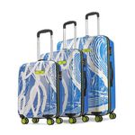 Skybags ABS Stroke Hard Spinner Luggage Set of 3 (55+65+75 Cm)|Printed Spinner Luggage Trolley with 8 Wheels and in-Built Combination Lock|Unisex - Blue & White, Small, Medium, Large