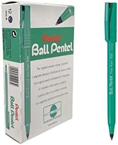 Pentel Ball Rollerball 0.8mm Medium Nib Black Ink, Box of 12 Pens (R50-A)