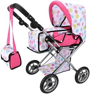 Bebamour Baby Doll Stroller Convertible Pram Stroller with Removable Travel Bassinet Carrier for Toddlers Play Baby Doll Accessories with Canopy and Storage Basket (White)