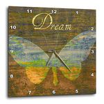 3dRose dpp_43951_2 Bronze Dream Butterfly-Inspirational Words-Art-Wall Clock, 13 by 13-Inch