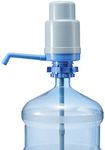 Dolphin Manual Water Pump for 5 Gallon Bottles, Fits 2-6 Gallon Bottles, Blue Manual Hand Pressure Water Dispenser, Secure Fit on Crown Top Jugs, 3 Tube Lengths, Sanitary Cap, BPA-Free