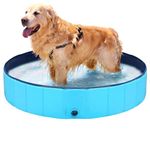 Foldable Dog Pool, Hard Plastic Dog Swimming Pool, Collapsible Pet Pool, Potable Outdoor Pet Bathing Tub for Small or Medium Dogs and Cats (47 x 12 Inches)