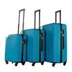 Neo 3 Piece Hard Shell Luggage Suitcase Set ABS Expandable Handle Lightweight Durable Trolley Travel with 360 Spinner Wheels Inbuilt Lock 20" 24" 28" (Electric Blue)