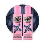 Crazy Color Metallic Sapphire Semi-Permanent Duo Hair Dye. Highly Pigmented Deep Blue Conditioning & Oil Nourishing Vegan Formula | No Bleach or Ammonia | 200ml