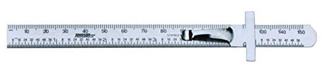 Johnson Level & Tool 7203 Stainless Steel Metric Pocket Clip Rule, 6", Silver, 1 Ruler