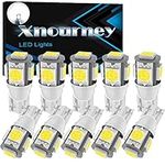 Xnourney 10PCS T10 194 168 Led Car Bulb 6000K White Light, Upgrade 5 SMD 5050 Chipset 2825 W5W 175 158 LED Light for Map Dome Door Courtesy License Plate Side Marker Light T10 Led Car Bulb