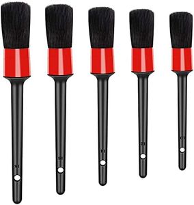 Car Detail Brush Boars Hair Detailing Brushes Set of 5 Ultra Soft Cleaning Brushes for Interior Wheels Engine Air Vents Motorcy