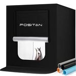 FOSITAN Light Tent 20"x 20"/50 * 50cm Brightness Adjustable Portable Folding Photo Studio Box Hook & Loop Table Top Photography Lighting Kit with Bright LEDs 5 Colors Backdrops