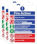 RDLCAR Fire Action Notice Sign - Self Adhesive Vinyl Essential Fire Safety Signs - Pack of 3, 150 x 200 Fire Action Sign - Effective and Durable for Emergency Communication