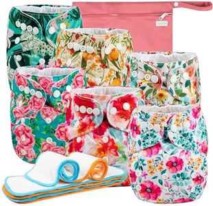 Wegreeco Cloth Diapers 6 Pack with Inserts & Wet Bag, Washable Reusable Diapers for Babies, One Size Adjustable (Chinese Rose)
