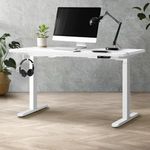 Oikiture Height Adjustable Standing Desk Dual Motors Home Office Sit Stand Desk Electric Motorised Standing Desk Fram Laptop Computer Workstation 120cm White