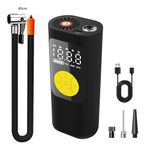 Tyre inflator,Tyre inflator air compressor,5000mAh/12V/150 PSI, Preset Tyre Pressure & Auto Shutoff, car tyre pump,car tyre inflator,Motorbike,Bicycle,Inflatable ball/Bed/Boat (BK)