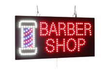 Barber Shop Sign, 24"x12", 60x30cm, TOPKING, Signage, LED, Bright, Open, Signboard, Display, Grand Opening, Gift