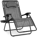 Best Choice Products Oversized Zero Gravity Chair, Folding Outdoor Patio Lounge Recliner w/Cup Holder Accessory Tray and Removable Pillow - Gray