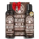 Viking Revolution - Beard Shampoo And Conditioner - Natural Beard Wash & Beard Conditioner With Argan & Jojoba Oils - Softens & Strengthens - Gifts For Men - Majestic Oud - 2 x 150 ml