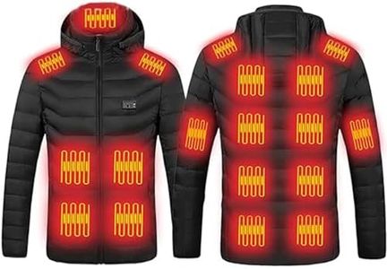 Electric Heating Jacket, 19 Areas Carbon Fiber Heated Temperature Adjustable Outdoor Skiing Hooded Coat for Men Woman,Black-XXL