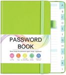 Password Book with Alphabetical Tabs, Password Keeper Book with Color Pages, Password Notebook Organizer for Website Logins, Gifts for Home and Work, 5.3" X 7.7", Green