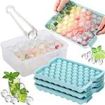 Round Ice Cube Tray with Lid and Bin,159PCS Sphere Ice Cube Mold for Freezer BPA Free Circle Ice Cube Trays for Making Ice Chilling Cocktail Whiskey Coffee