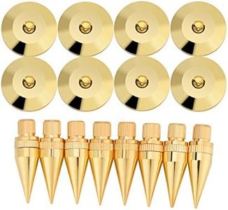 Speaker Spike Pad Kit, 8 Pairs 6 x 36mm, Speaker Spike Isolation Stand with Base Pad Feet Mat, Copper Speaker Spikes Pads for Audio, Subwoofer, Amplifier, CD Player Studio, Improve The Sound