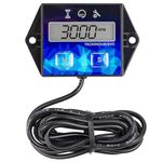 Taikemeti Digital LCD Waterproof Tach Hour Meter Maintenance Reminder Replaceable Battery Used in Lawn Mower Tractor Motorcycle, ATV