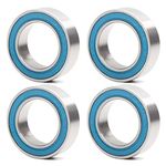 3802 VRS MAX Cartridge Bearings, Size 15x24x7mm Chrome Steel Black Sealed with Grease, 3802LLU Cart Double Row Bearing for Hubs Pivot, (Pick of 4Pcs)