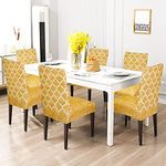 Trendize® Decor Magical Universal Stretchable Dining Chair Covers Set of 4 Seater Printed Chair slipcover Polycotton (Yellow Panel)
