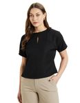 Symbol Premium Women's Relaxed Fit Blouse (SBP-SS24-WTOP-207_Black M)