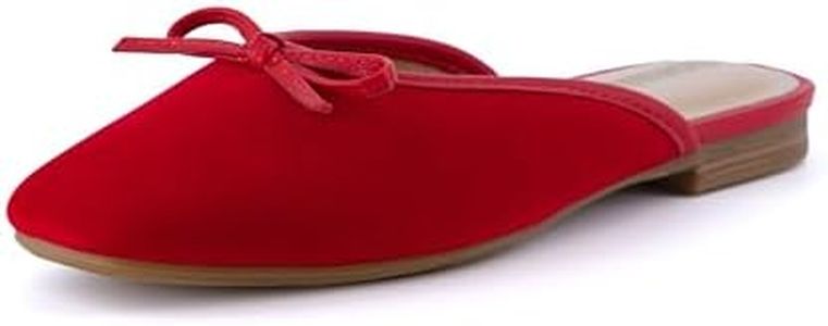 CUSHIONAIRE Women's Jade Bow Mule +Memory Foam, Wide Widths Available, Red Velvet, 6.5 Wide