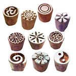 Royal Kraft Textile Wooden Blocks Handmade Small Round Shape Printing Stamps -Set of 10