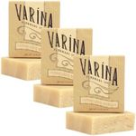 Varina Natural Sandalwood Bourbon Bar Soap - Gentle Cleansing for Sensitive Skin (Sandalwood Bourbon, 3 Pack)